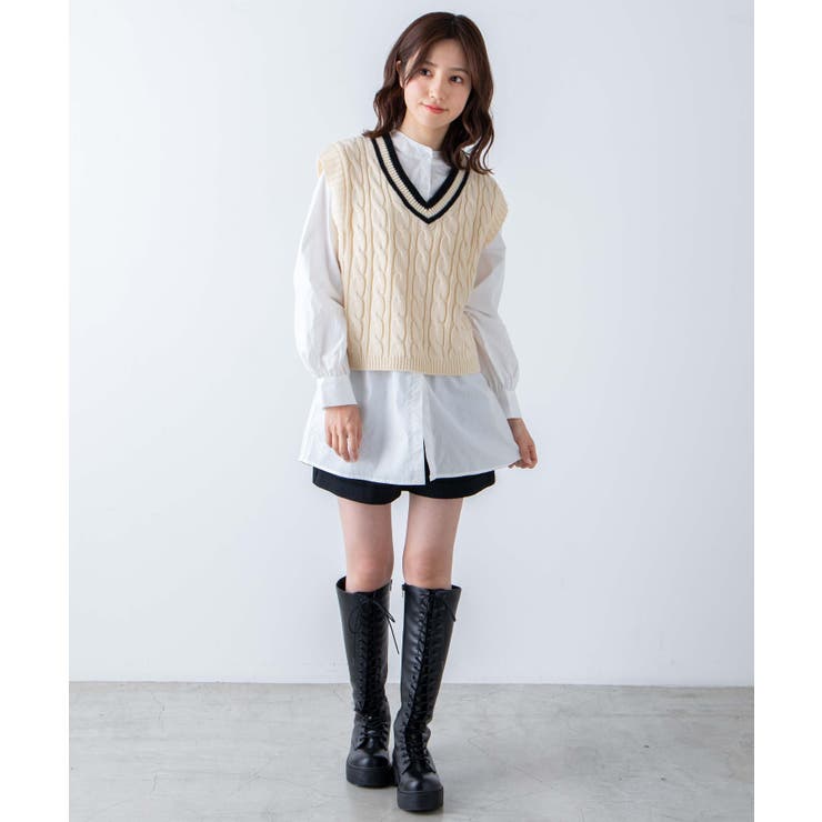 カラーショートニットベスト WE21SP12-L0016[品番:WG010077873 カラーショートニットベスト WE21SP12-L0016[品番:WG010077873