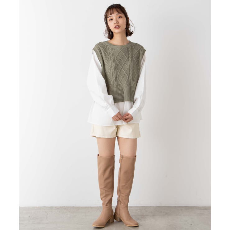 フェイクレザーショートパンツ WE21SP12-L0020[品番：WG010077833