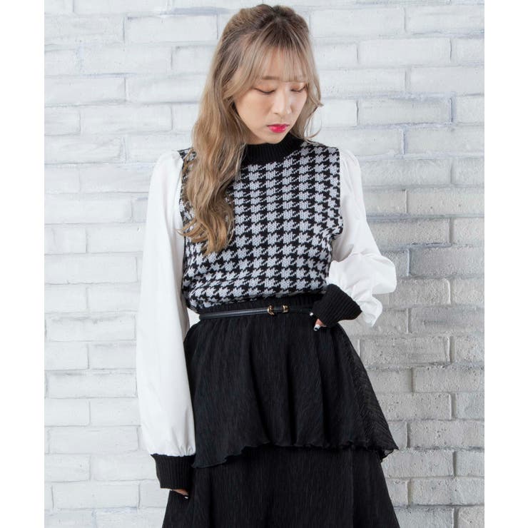 袖ボリュームドッキングニット 韓国  韓国ファッション[品番：WG010082548]｜WEGO【WOMEN】（ウィゴー）のレディースファッション通販｜SHOPLIST（ショップリスト）