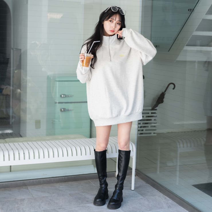 オーバーサイズハーフジッププルオーバー スウェット  韓国ファッション[品番：WG010084978]｜WEGO【WOMEN】（ウィゴー）のレディースファッション通販｜SHOPLIST（ショップリスト）