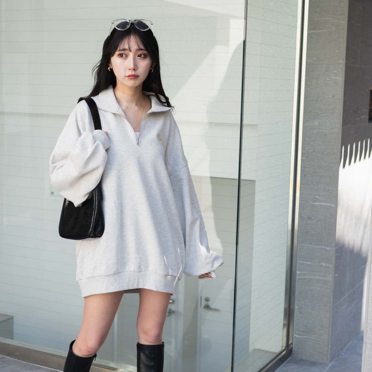 オーバーサイズハーフジッププルオーバー スウェット  韓国ファッション[品番：WG010084978]｜WEGO【WOMEN】（ウィゴー）のレディースファッション通販｜SHOPLIST（ショップリスト）