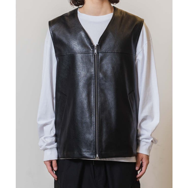 フェイクレザーベスト 秋服 冬服[品番：WG010085457]｜WEGO【MEN