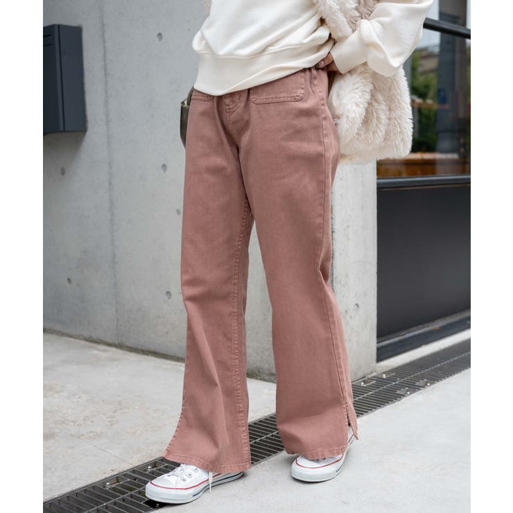 ブラウン ボアパンツ Auroraboutique M フロントポケットカラーフレアパンツ 秋 冬[品番：WG010085674