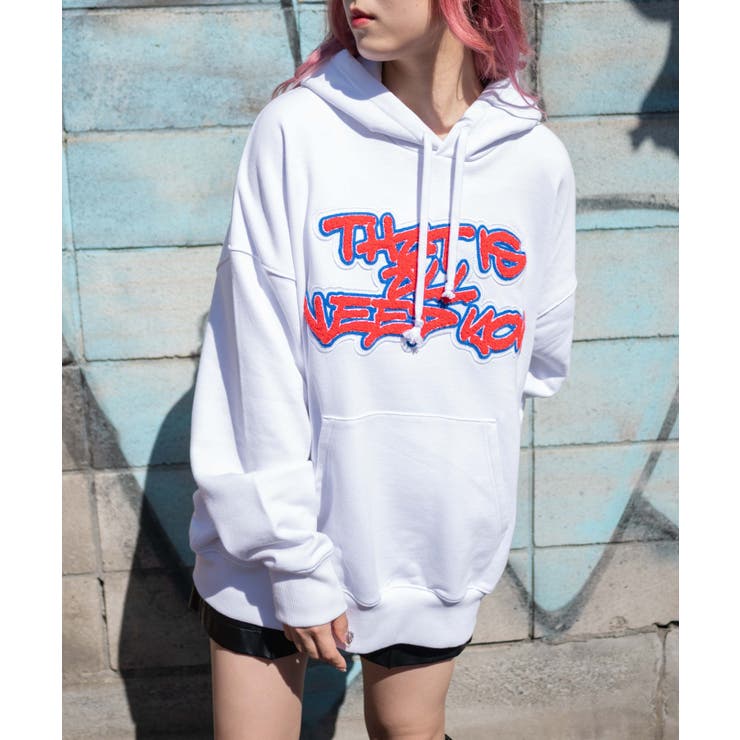 ホワイト | ヘビーウエイト グラフィティプルパーカー 秋 | WEGO【WOMEN】