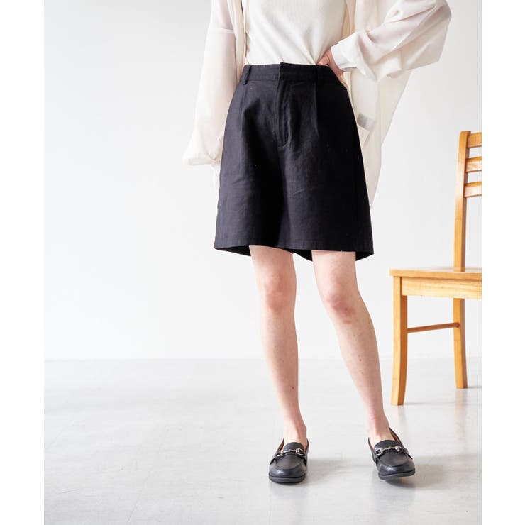 リネンブレンドハーフパンツ レディース オールシーズン[品番