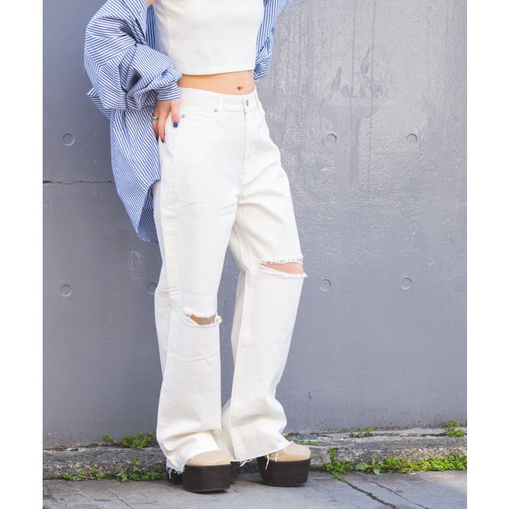 ダメージワイドストレートパンツ レディース オールシーズン 品番 Wg Wego Women ウィゴー のレディース ファッション通販 Shoplist ショップリスト