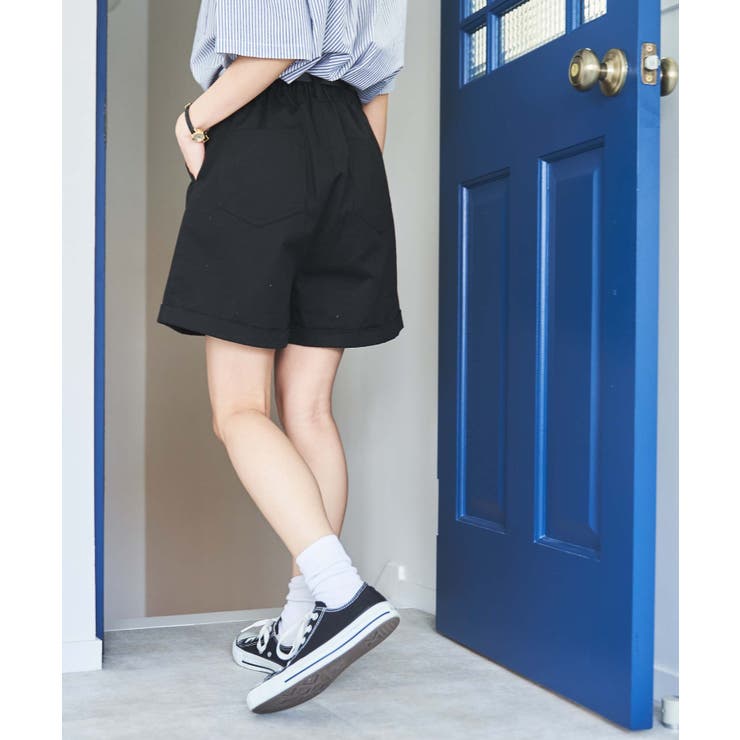 ベルト付きタックショートパンツ レディース オールシーズン