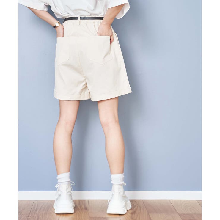 ベルト付きタックショートパンツ レディース オールシーズン