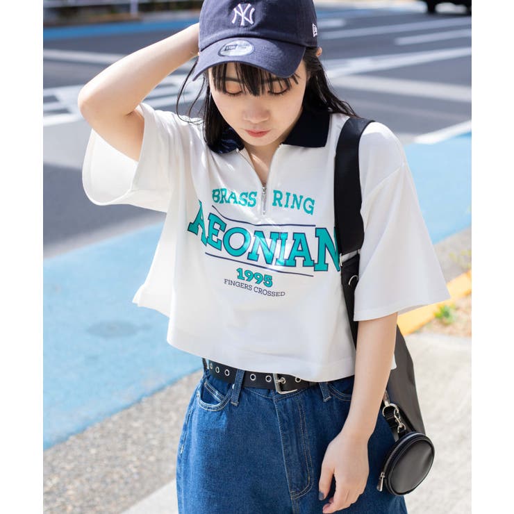 ハーフジップグラフィックショートシャツ レディース 夏[品番