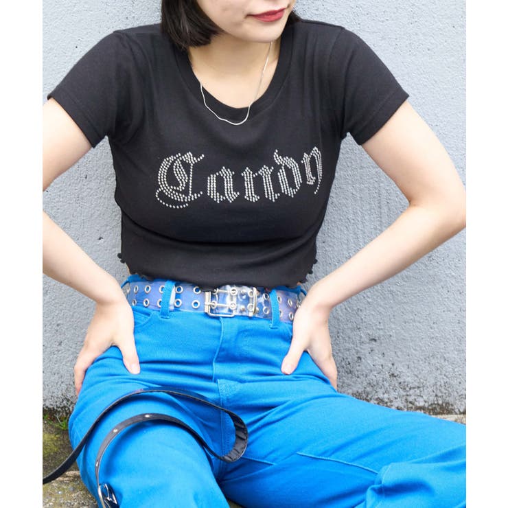 ラインストーンチビTシャツ レディース 夏[品番：WG010084409]｜WEGO