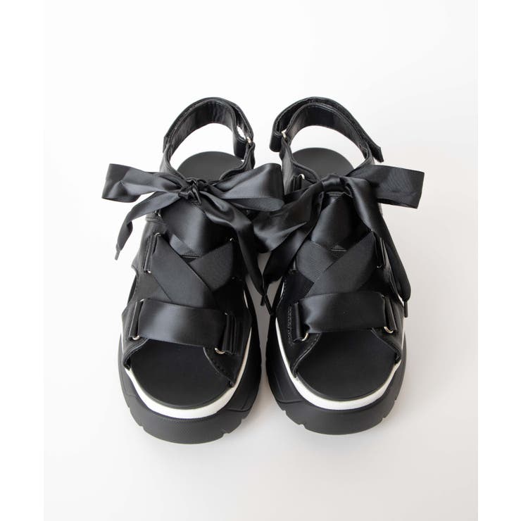 ウィゴー リボンウェッジサンダル リボンヒールサンダル