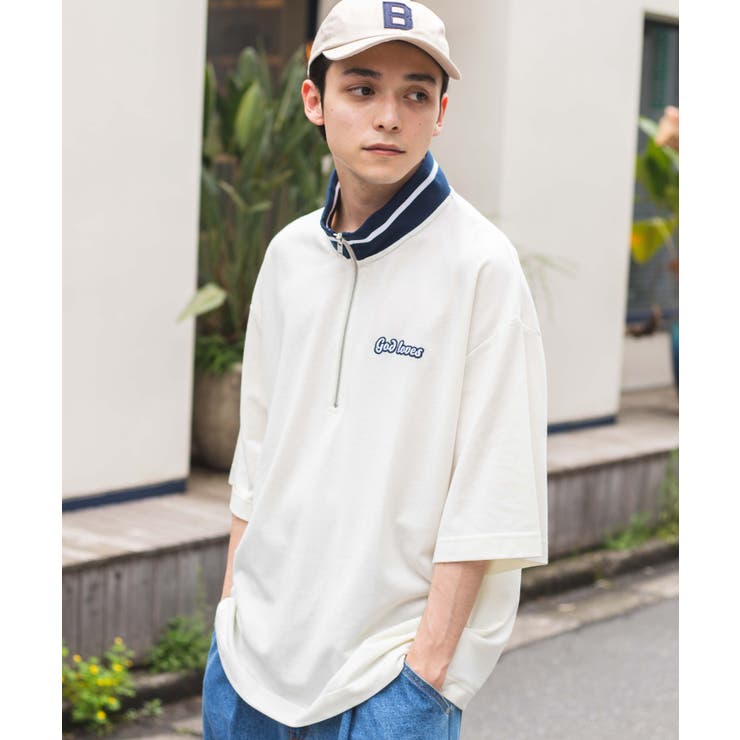 スタンドハーフZIPワンポイントT メンズ ユニセックス[品番