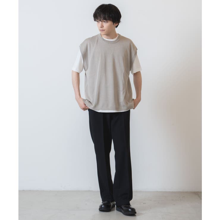 未使用タグ付★ウノピュウ クルーネックニットベスト メンズM 白 未使用タグ付☆ウノピュウ クルーネックニットベスト メンズM 白