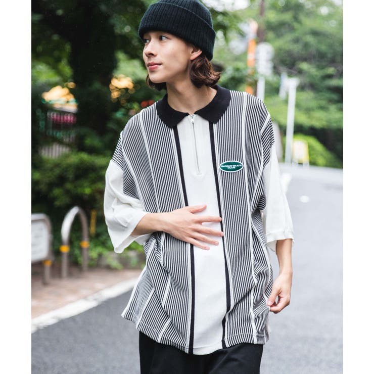 ★PAULS BOUTIQUE★ MOMO SMALL_PB22FW009_BROWN ハーフZIP BIGニットポロ 韓国 韓国ファッション ストリート系