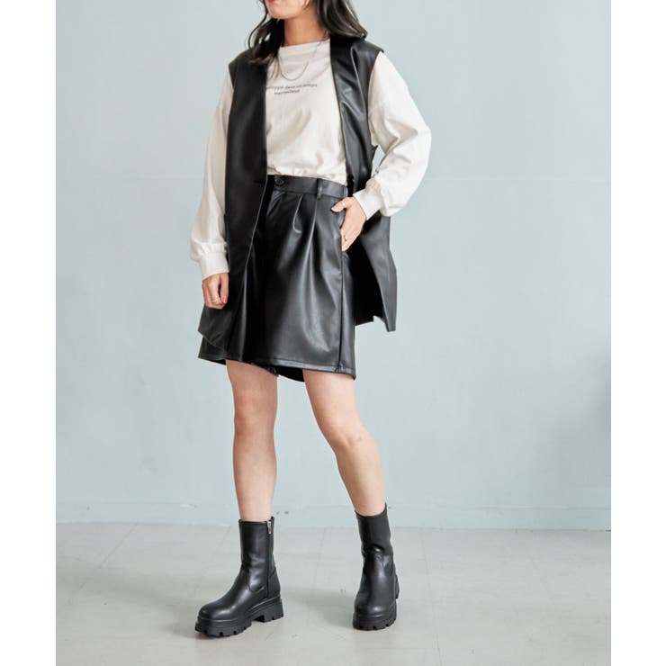 JUNWEILIN フェイクレザーベスト フェイクレザーベスト[品番：WG010083544]｜WEGO【WOMEN】（ウィゴー