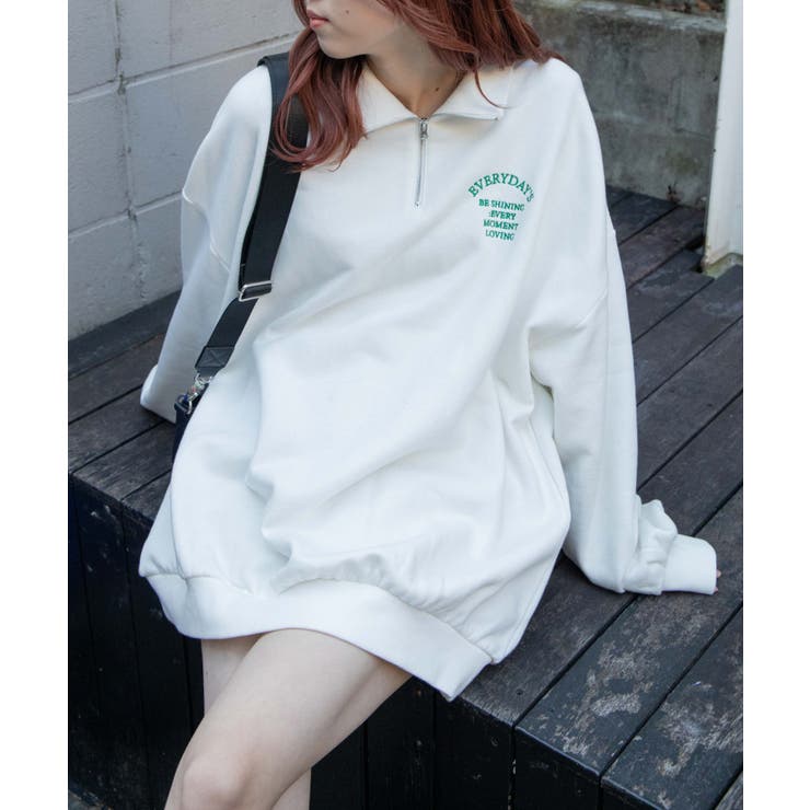 オーバーサイズハーフジップスウェット[品番：WG010083592]｜WEGO【WOMEN】（ウィゴー）のレディースファッション通販｜SHOPLIST（ショップリスト）