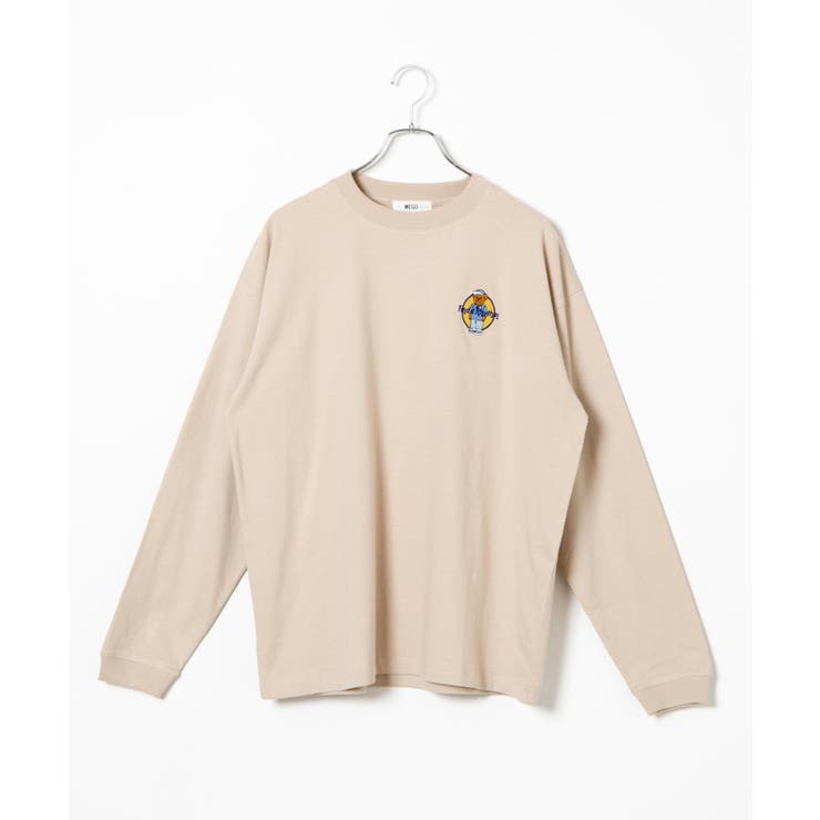 ワンポイントベア刺繍ロンTシャツ 韓国 韓国ファッション