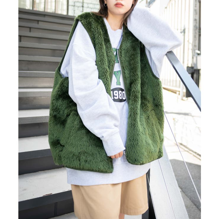 フェイクファーBIGベスト 韓国 韓国ファッション[品番：WG010083326