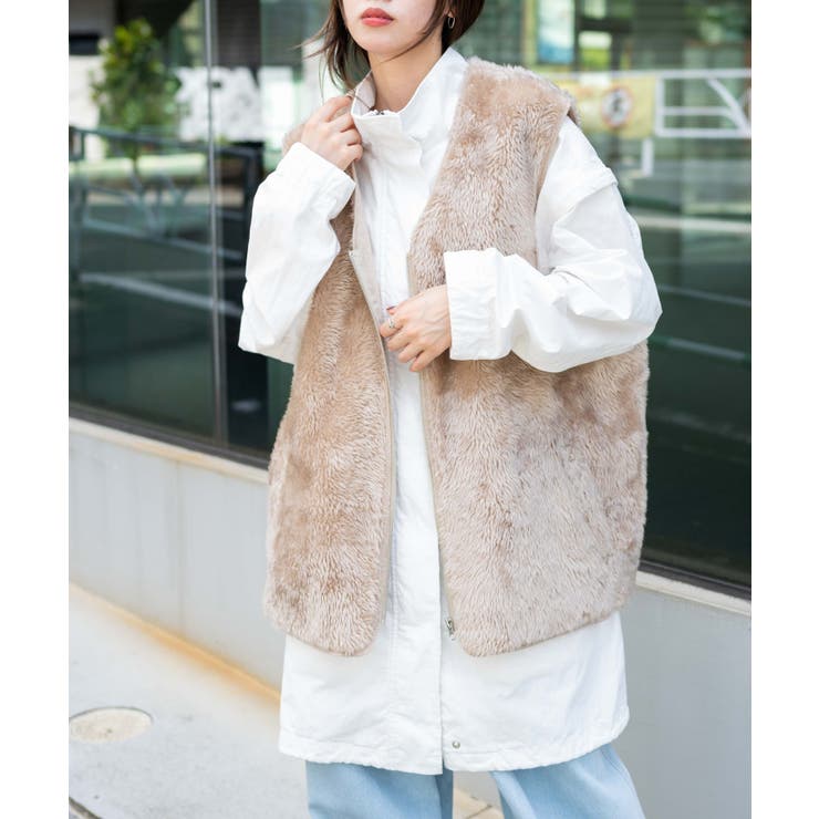 フェイクファーBIGベスト 韓国 韓国ファッション[品番：WG010083326