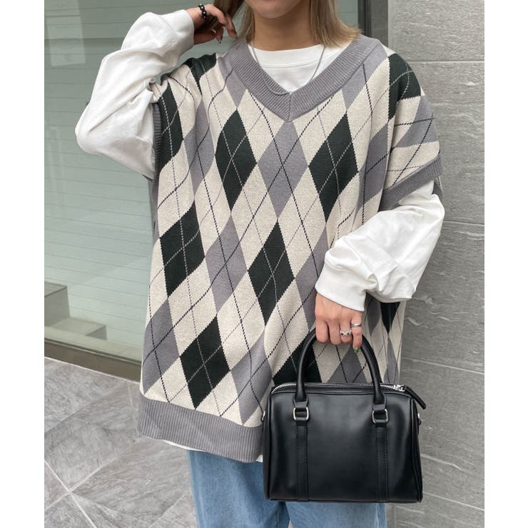 アーガイルルーズニットベスト 韓国 韓国ファッション[品番：WG010083923]｜WEGO 【WOMEN】（ウィゴー）のレディースファッション通販｜SHOPLIST（ショップリスト）