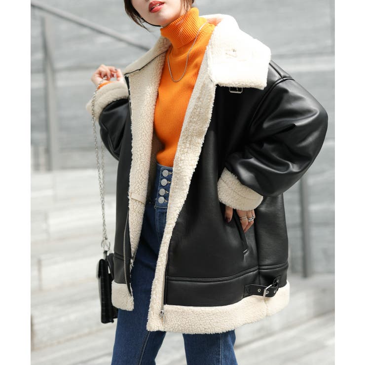フェイクレザーフライトジャケット 韓国 韓国ファッション[品番