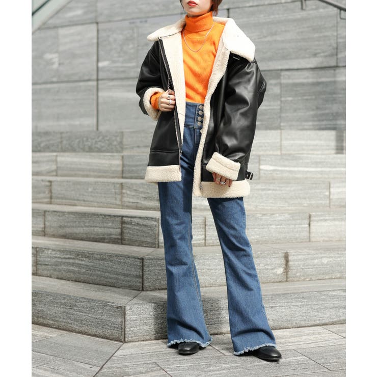 フェイクレザーフライトジャケット 韓国 韓国ファッション[品番
