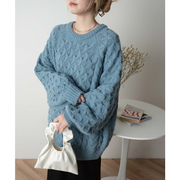 ブルー | ケーブルドルマンBIGセーター レディース 秋 | WEGO【WOMEN】