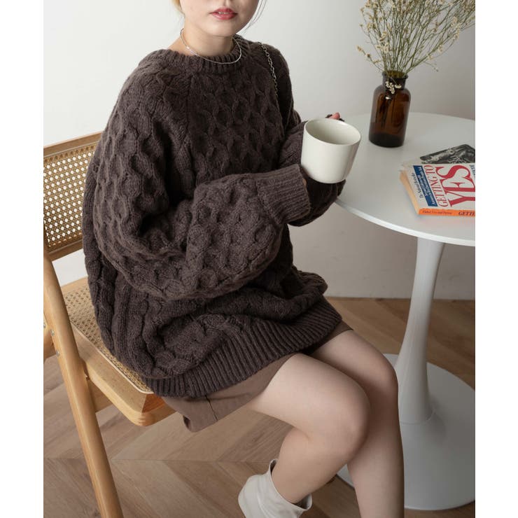ブラウン | ケーブルドルマンBIGセーター レディース 秋 | WEGO【WOMEN】