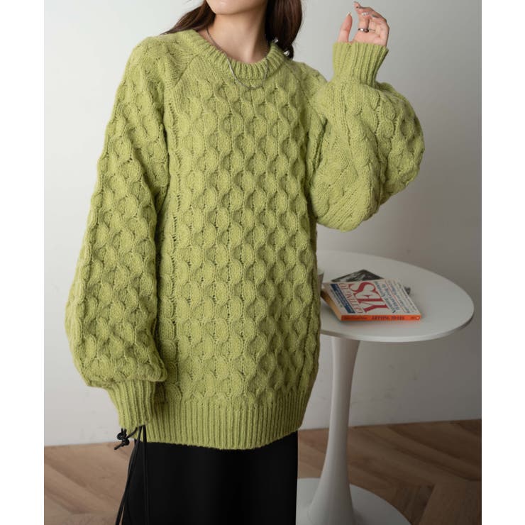 グリーン | ケーブルドルマンBIGセーター レディース 秋 | WEGO【WOMEN】