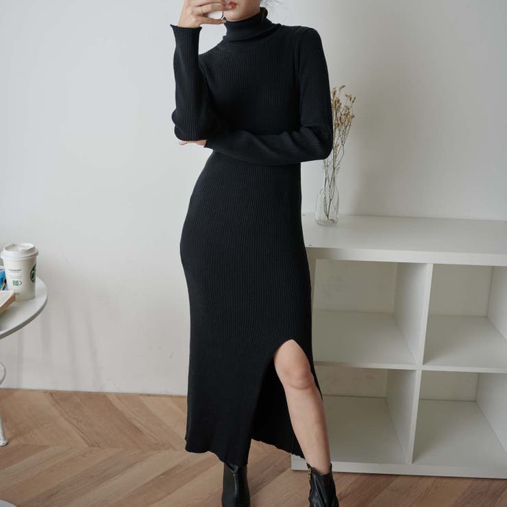 【WEB限定】ディープスリットタイトリブニットワンピース 秋 冬 | WEGO【WOMEN】 | 詳細画像13 