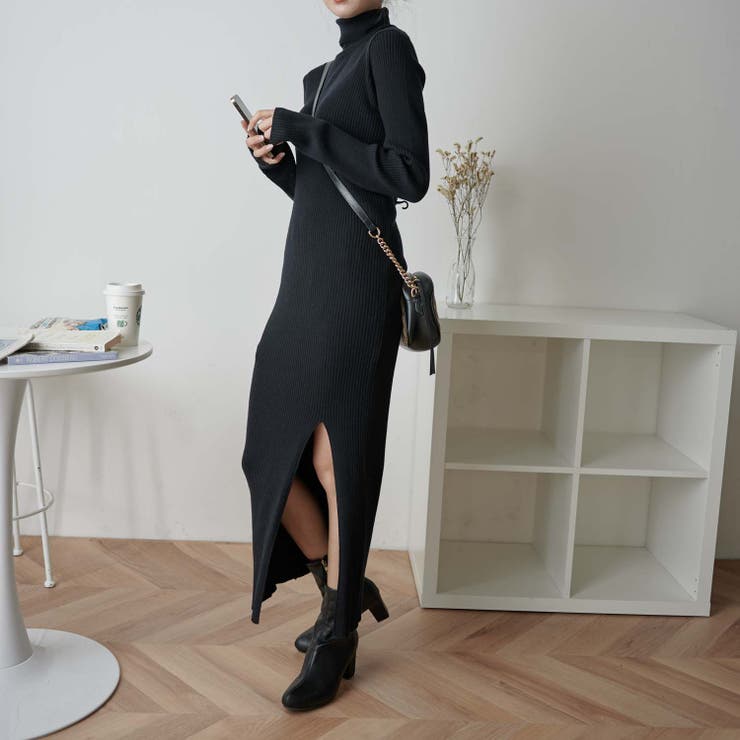 【WEB限定】ディープスリットタイトリブニットワンピース 秋 冬 | WEGO【WOMEN】 | 詳細画像15 
