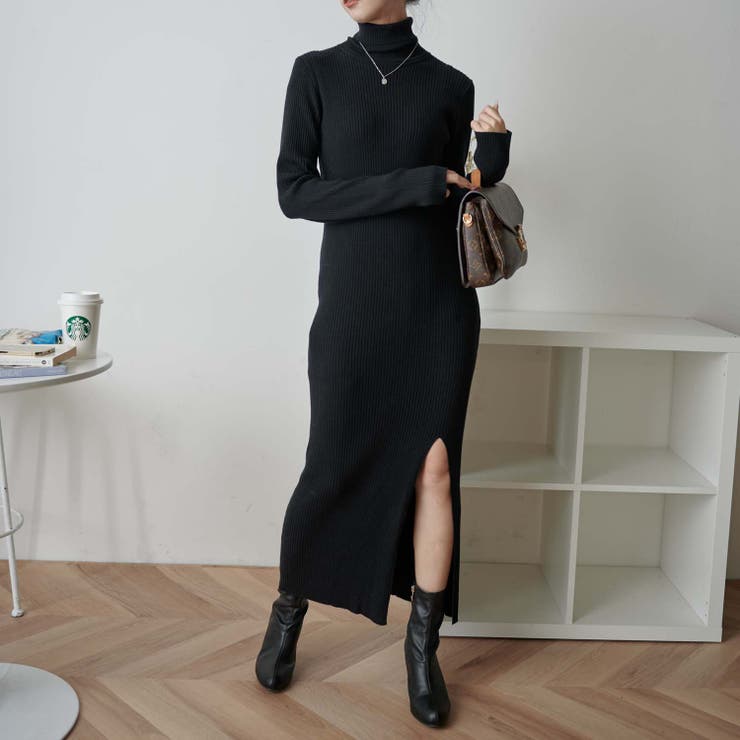 【WEB限定】ディープスリットタイトリブニットワンピース 秋 冬 | WEGO【WOMEN】 | 詳細画像18 