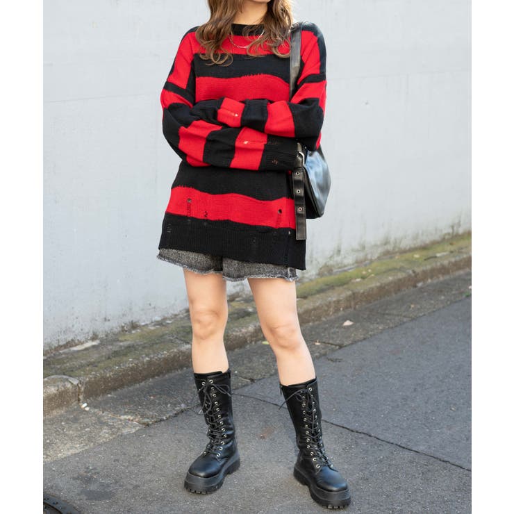 ダメージルーズボーダーニット 地雷系 韓国 | WEGO【WOMEN】 | 詳細画像15 