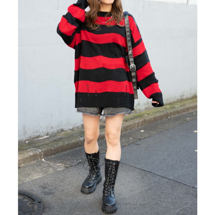 ダメージルーズボーダーニット 地雷系 韓国 | WEGO【WOMEN】 | 詳細画像16 