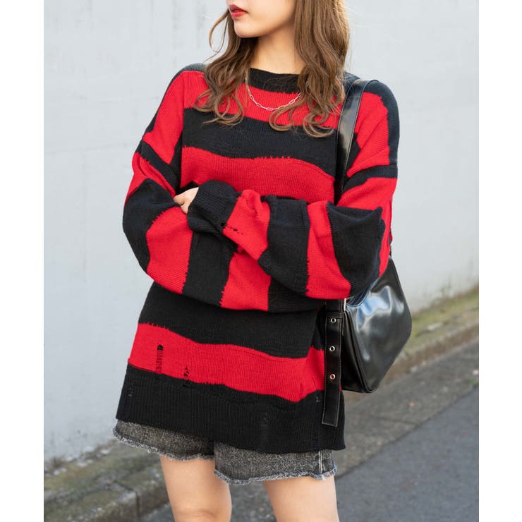 ダメージルーズボーダーニット 地雷系 韓国 | WEGO【WOMEN】 | 詳細画像17 