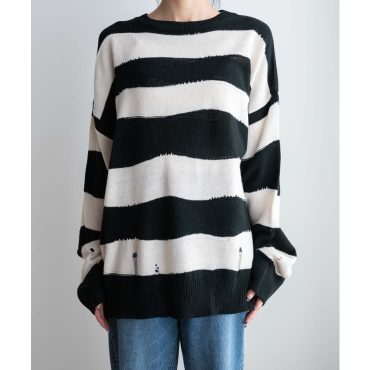 ダメージルーズボーダーニット 地雷系 韓国 | WEGO【WOMEN】 | 詳細画像21 