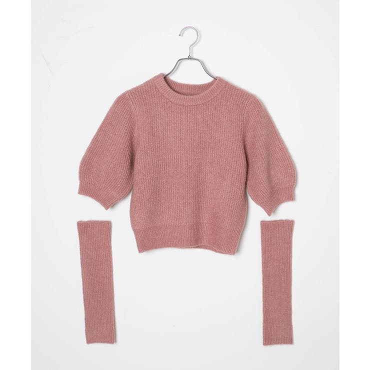 ハグオーワー　パフスリーブロングニットガウン　ローズピンク【新品未使用】 ハグオーワー パフスリーブロングニットガウン ローズピンク【新品未使用】