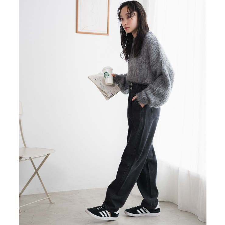 ウエストフリルデニムマムパンツ レディース 秋[品番