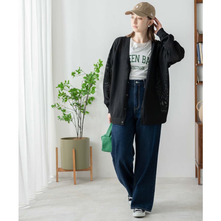 pois ダブルメッシュカーディガン　black pois メッシュカーディガン BLACK - メルカリ
