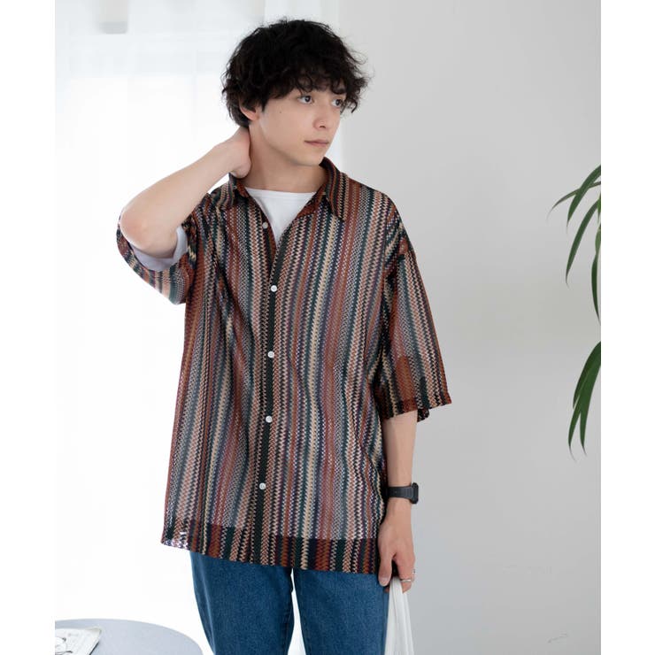 柄1 | メッシュBIGシャツ(S) メンズ レディース | WEGO【MEN】