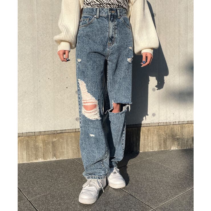 セザンヌ ローライズ ジーンズ ローライズルーズデニムパンツ | レディスファッション ENVYM