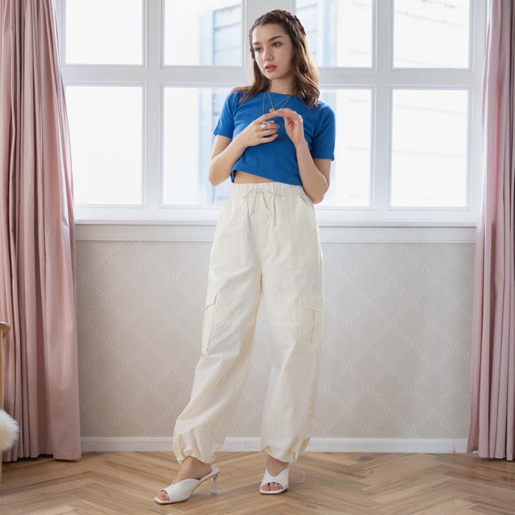 OHOTORO ナイロンカーゴパンツ　アイボリー nylon cargo pants | OHOTORO
