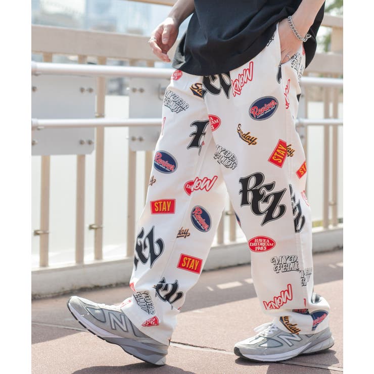 韓国ファッション イージーパンツ スケーターパンツ 英字柄 通販
