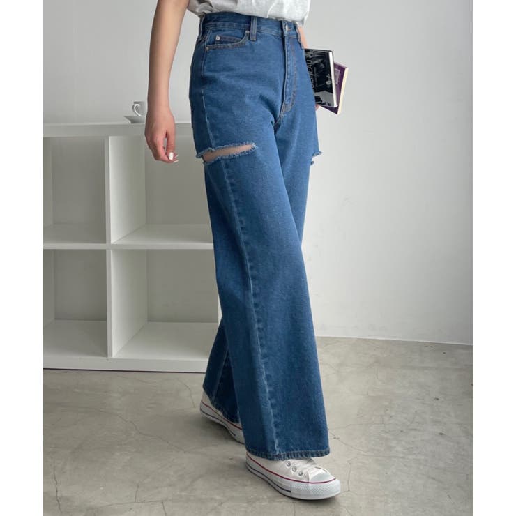 サイドカットデニムパンツ 韓国  韓国ファッション[品番：WG010086613]｜WEGO【WOMEN】（ウィゴー）のレディースファッション通販｜SHOPLIST（ショップリスト）