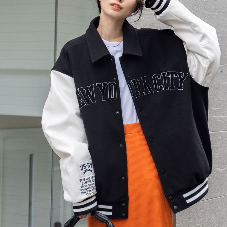 ブラック | メルトンワッペンスタジャン レディース 秋 | WEGO【WOMEN】