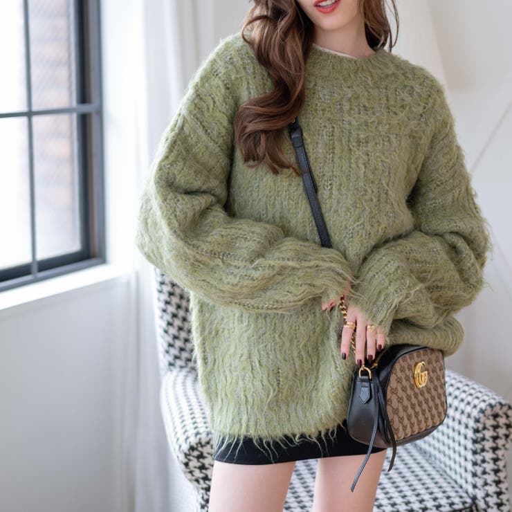 グリーン | ブラッシュニットBIGプルオーバー レディース 秋 | WEGO【WOMEN】