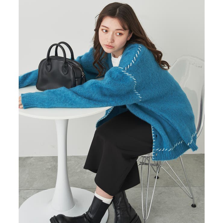 ハンドステッチモヘアライクカーディガン レディース 秋[品番