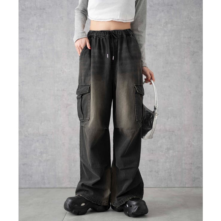 スミクロ | デニムパラシュートカーゴパンツ | WEGO【WOMEN】