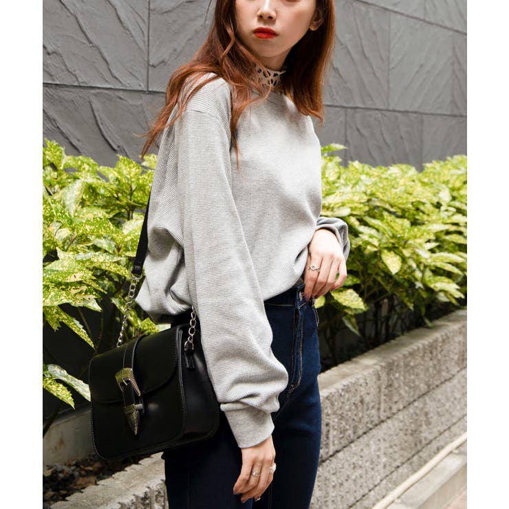 杢グレー | 【WEB限定】ラウンドワッフルカットソー | WEGO【WOMEN】