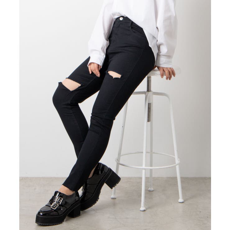 ダメージハイウエストスキニーパンツ  WS20SS12-L7959[品番：WG010071452]｜WEGO【WOMEN】（ウィゴー）のレディースファッション通販｜SHOPLIST（ショップリスト）